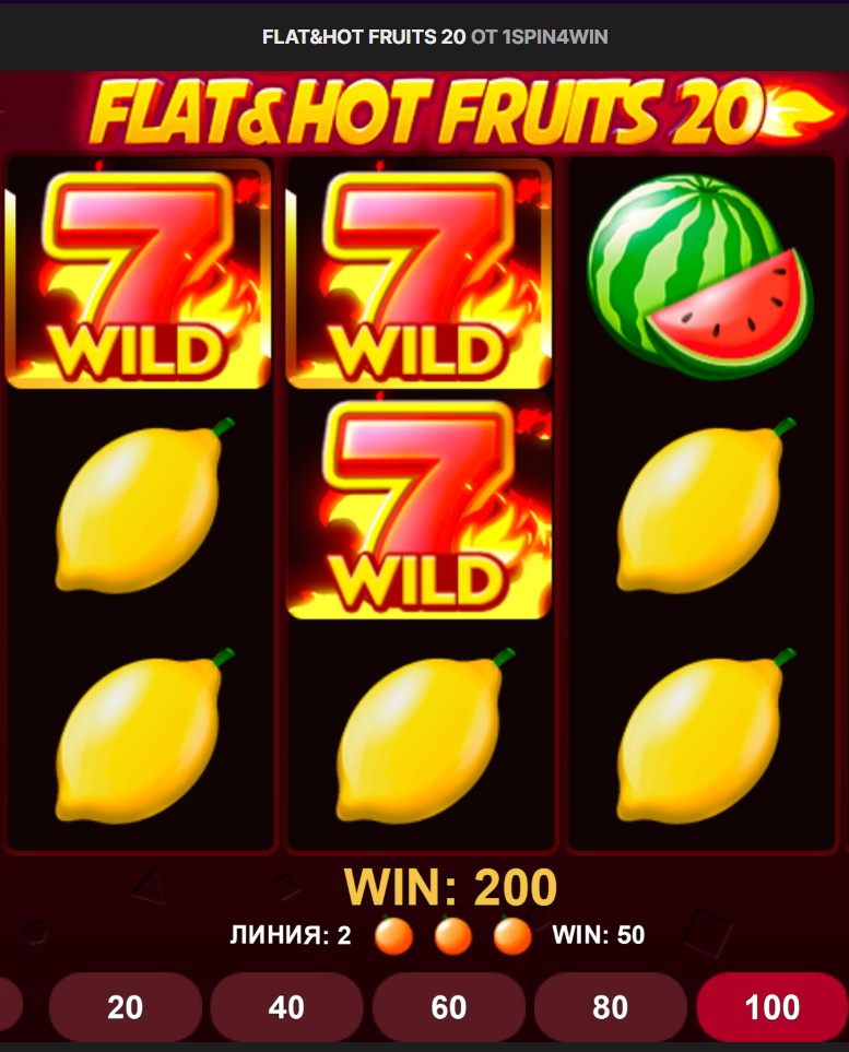 Flat Hot Fruits 20 1spin4win